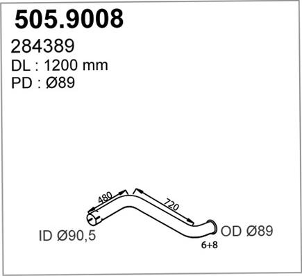 ASSO 505.9008 - Труба вихлопного газу autocars.com.ua