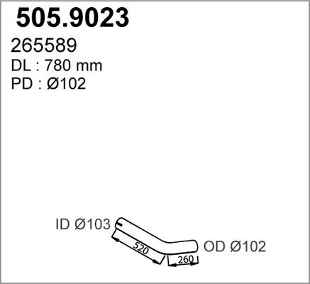 ASSO 505.9023 - Труба вихлопного газу autocars.com.ua
