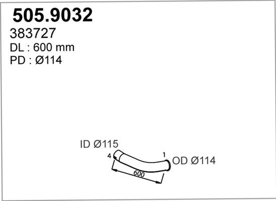 ASSO 505.9032 - Труба выхлопного газа avtokuzovplus.com.ua