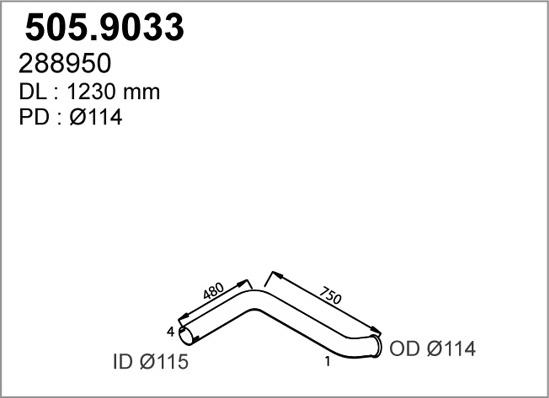 ASSO 505.9033 - Труба вихлопного газу autocars.com.ua