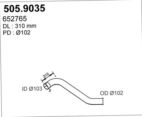 ASSO 505.9035 - Труба выхлопного газа avtokuzovplus.com.ua