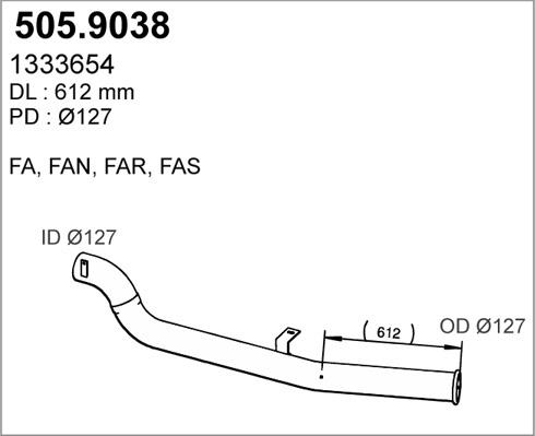 ASSO 505.9038 - Труба вихлопного газу autocars.com.ua