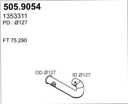 ASSO 505.9054 - Труба вихлопного газу autocars.com.ua
