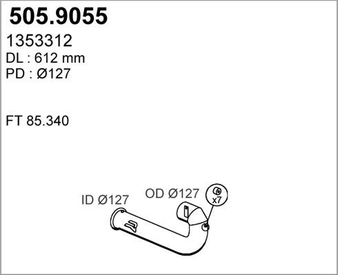 ASSO 505.9055 - Труба вихлопного газу autocars.com.ua