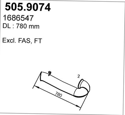 ASSO 505.9074 - Труба вихлопного газу autocars.com.ua