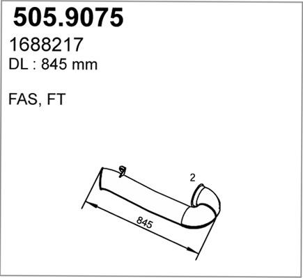 ASSO 505.9075 - Труба вихлопного газу autocars.com.ua