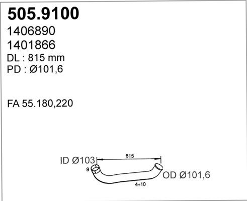 ASSO 505.9100 - Труба выхлопного газа avtokuzovplus.com.ua