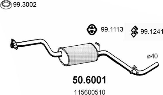 ASSO 50.6001 - Средний глушитель выхлопных газов autodnr.net