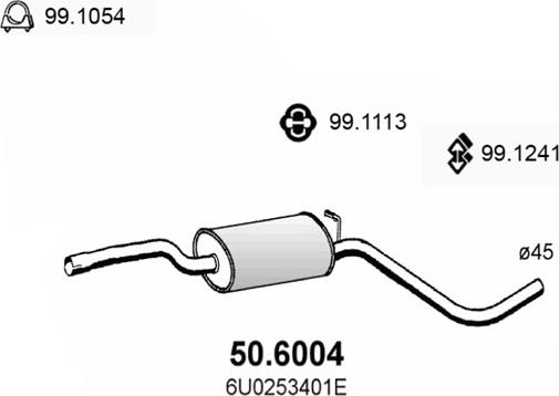 ASSO 50.6004 - Средний глушитель выхлопных газов avtokuzovplus.com.ua