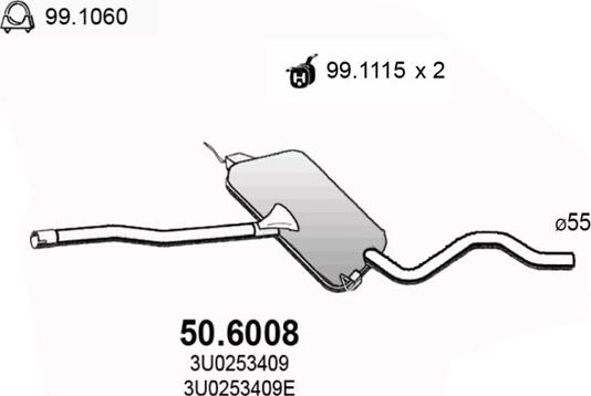 ASSO 50.6008 - Средний глушитель выхлопных газов avtokuzovplus.com.ua