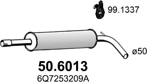 ASSO 50.6013 - Средний глушитель выхлопных газов avtokuzovplus.com.ua