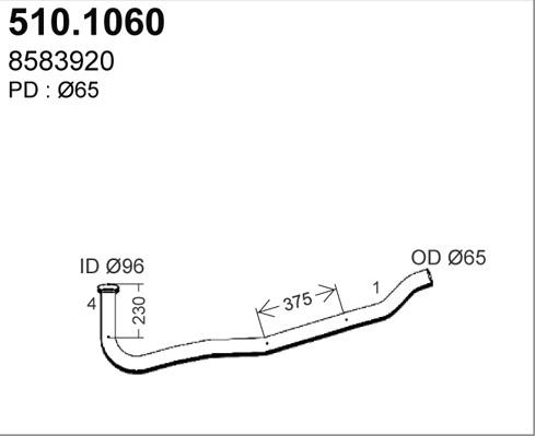 ASSO 510.1060 - Труба вихлопного газу autocars.com.ua