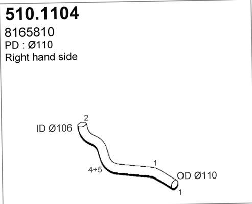 ASSO 510.1104 - Труба вихлопного газу autocars.com.ua