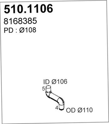 ASSO 510.1106 - Труба вихлопного газу autocars.com.ua