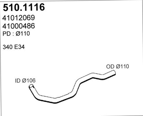 ASSO 510.1116 - Труба выхлопного газа avtokuzovplus.com.ua
