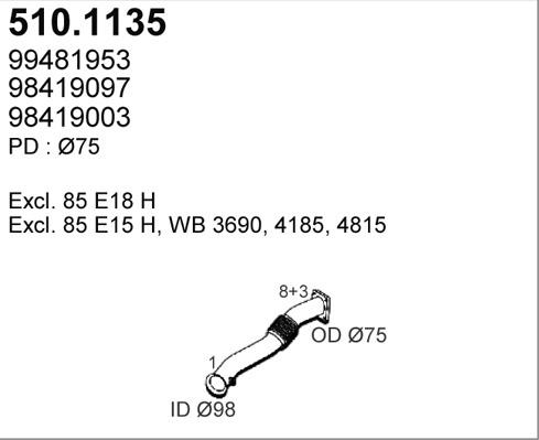 ASSO 510.1135 - Труба выхлопного газа avtokuzovplus.com.ua