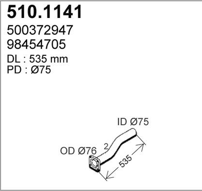 ASSO 510.1141 - Труба вихлопного газу autocars.com.ua