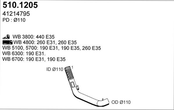 ASSO 510.1205 - Труба выхлопного газа avtokuzovplus.com.ua
