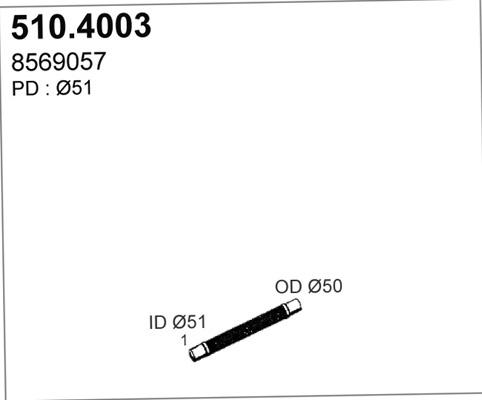 ASSO 510.4003 - Гофрированная труба, выхлопная система avtokuzovplus.com.ua