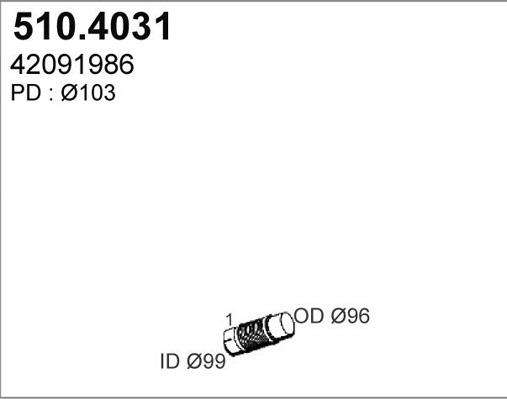 ASSO 510.4031 - Гофрированная труба, выхлопная система avtokuzovplus.com.ua
