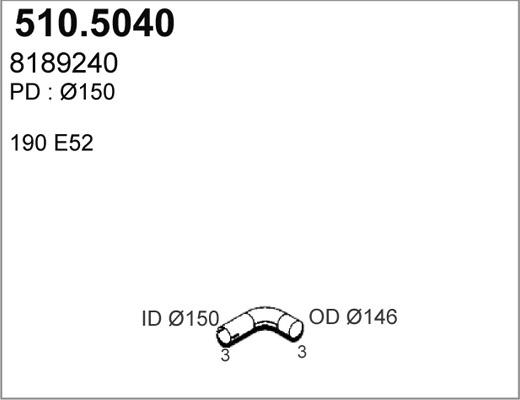 ASSO 510.5040 - Труба вихлопного газу autocars.com.ua