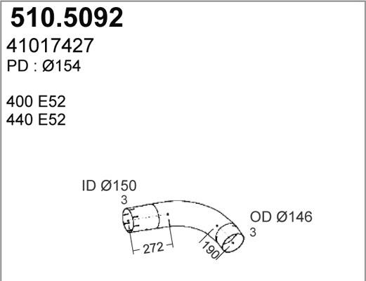 ASSO 510.5092 - Труба вихлопного газу autocars.com.ua