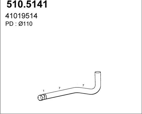 ASSO 510.5141 - Труба вихлопного газу autocars.com.ua