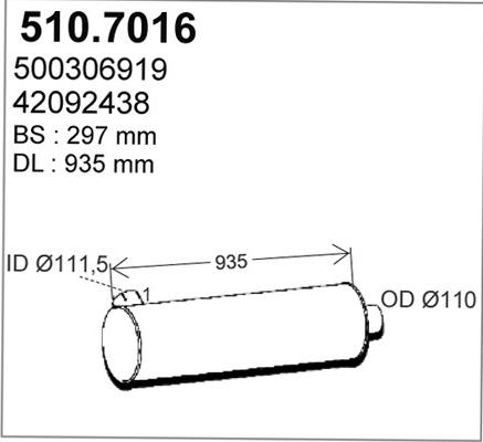 ASSO 510.7016 - Середній / кінцевий глушник ОГ autocars.com.ua