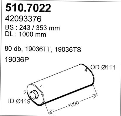 ASSO 510.7022 - Середній / кінцевий глушник ОГ autocars.com.ua