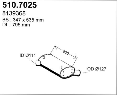 ASSO 510.7025 - Середній / кінцевий глушник ОГ autocars.com.ua