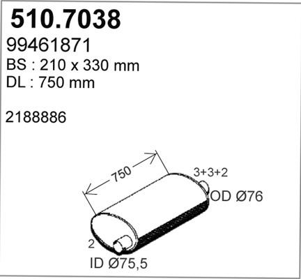 ASSO 510.7038 - Середній / кінцевий глушник ОГ autocars.com.ua