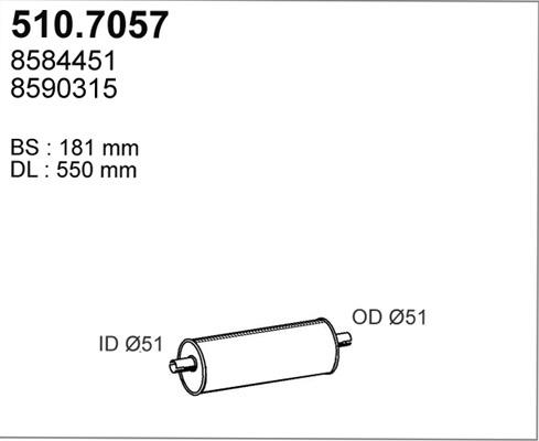 ASSO 510.7057 - Середній / кінцевий глушник ОГ autocars.com.ua