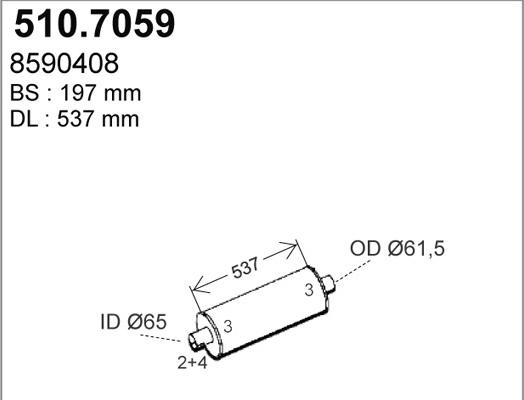 ASSO 510.7059 - Середній / кінцевий глушник ОГ autocars.com.ua