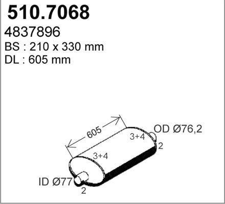 ASSO 510.7068 - Середній / кінцевий глушник ОГ autocars.com.ua