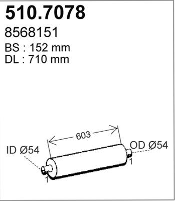 ASSO 510.7078 - Середній / кінцевий глушник ОГ autocars.com.ua