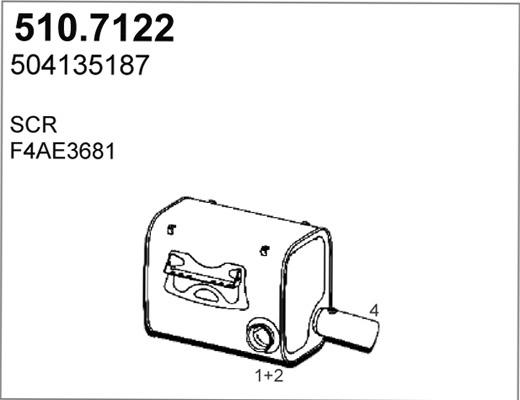 ASSO 510.7122 - Середній / кінцевий глушник ОГ autocars.com.ua