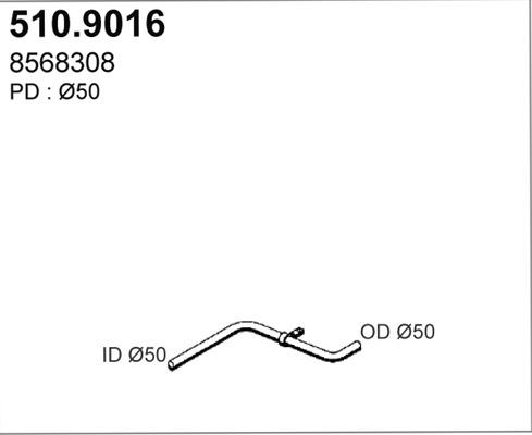 ASSO 510.9016 - Труба вихлопного газу autocars.com.ua