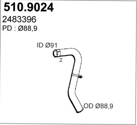 ASSO 510.9024 - Труба выхлопного газа avtokuzovplus.com.ua