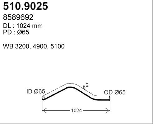 ASSO 510.9025 - Труба выхлопного газа avtokuzovplus.com.ua