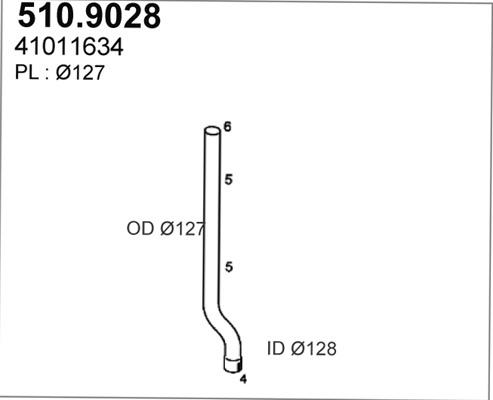 ASSO 510.9028 - Труба вихлопного газу autocars.com.ua