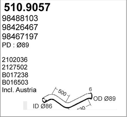 ASSO 510.9057 - Труба выхлопного газа avtokuzovplus.com.ua