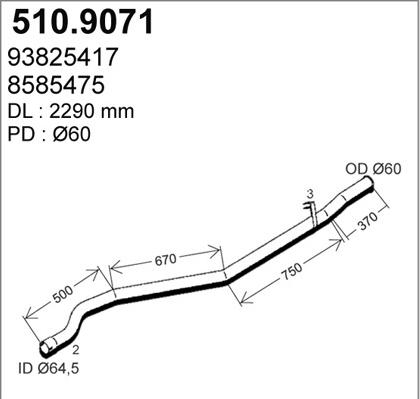 ASSO 510.9071 - Труба вихлопного газу autocars.com.ua
