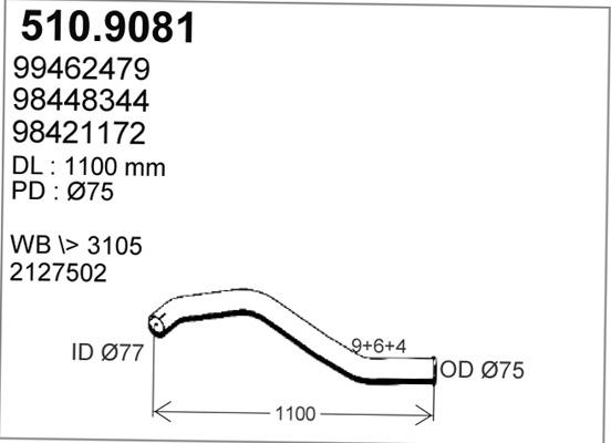 ASSO 510.9081 - Труба вихлопного газу autocars.com.ua