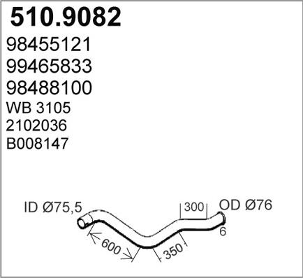 ASSO 510.9082 - Труба выхлопного газа avtokuzovplus.com.ua