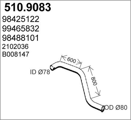ASSO 510.9083 - Труба выхлопного газа avtokuzovplus.com.ua