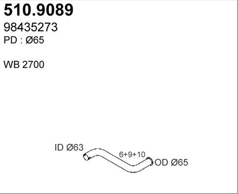 ASSO 510.9089 - Труба выхлопного газа avtokuzovplus.com.ua