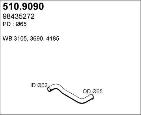ASSO 510.9090 - Труба выхлопного газа avtokuzovplus.com.ua