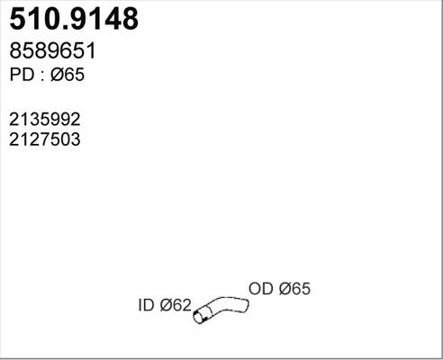 ASSO 510.9148 - Труба выхлопного газа avtokuzovplus.com.ua