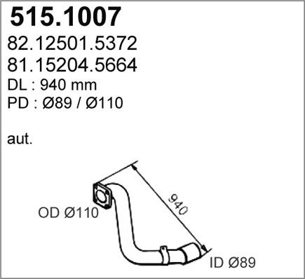 ASSO 515.1007 - Труба вихлопного газу autocars.com.ua