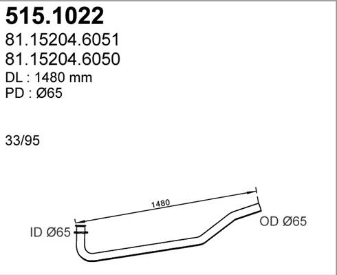 ASSO 515.1022 - Труба вихлопного газу autocars.com.ua